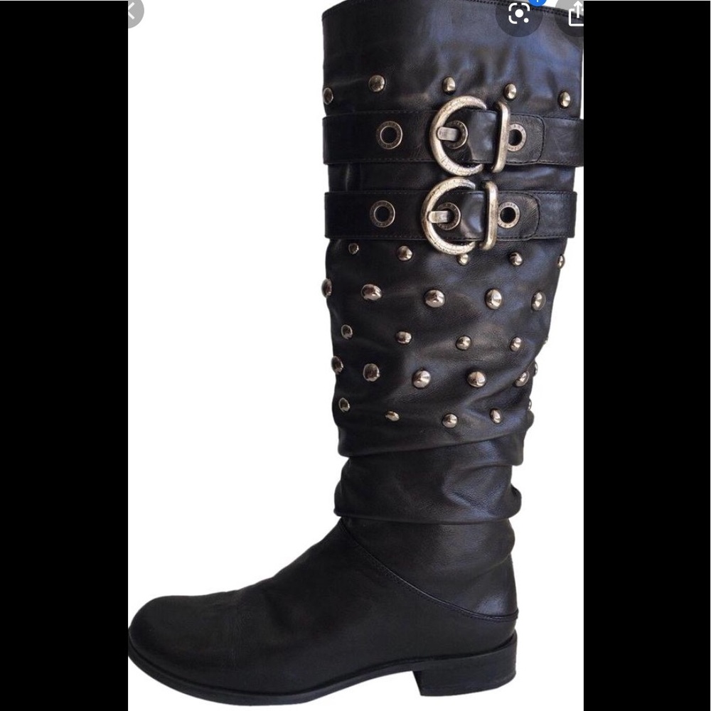 Stuart Weitzman studded leather slouch knee boots